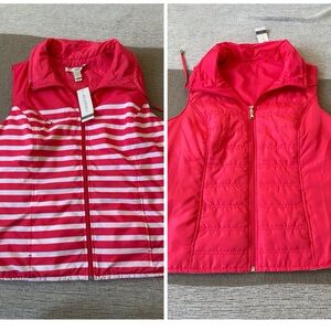 CJ Banks Coral Reversible Quilted & Striped Vest